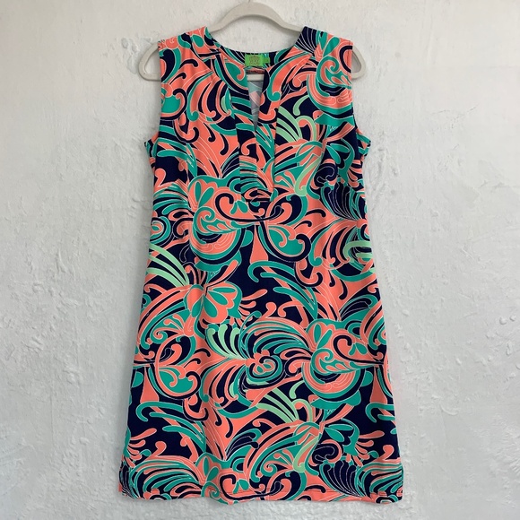 Katherine Way Dresses & Skirts - Katherine Way Sleeveless Split Neck Colorful Shift Dress Sz L